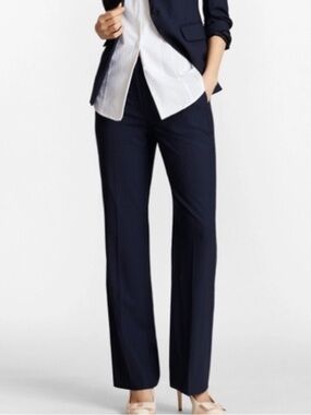 Brooks Brothers Caroline Fit | Pinstripe  100% Wool, Navy, straight leg pants
